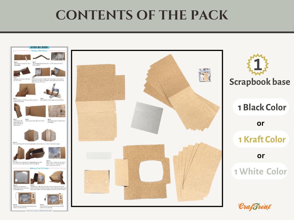CrafTreat Scrapbook Blank Precut Album Base - TV Pop up Mini Album - White
