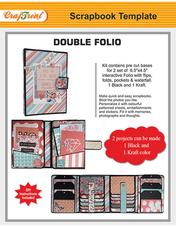 CrafTreat Double Folio Scrapbook Templates2 set 1 Black 1 Kraft