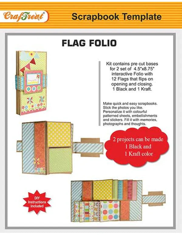 CrafTreat Flag Folio Scrapbook Templates2 set 1 Black 1 Kraft
