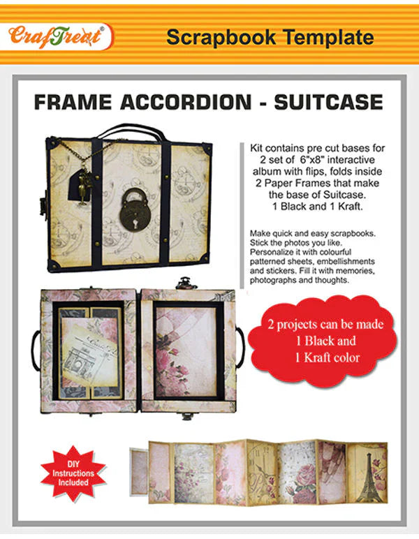 CrafTreat Frame Accordion Suitcase Scrapbook Templates2 set 1 Black 1 Kraft