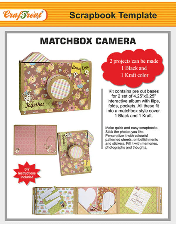 CrafTreat Matchbox Camera Scrapbook Templates2 set 1 Black 1 Kraft