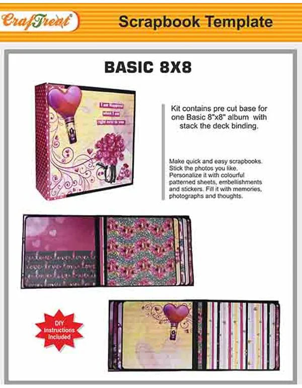 CrafTreat Basic 8x8 Black Scrapbook Templates1 set Black
