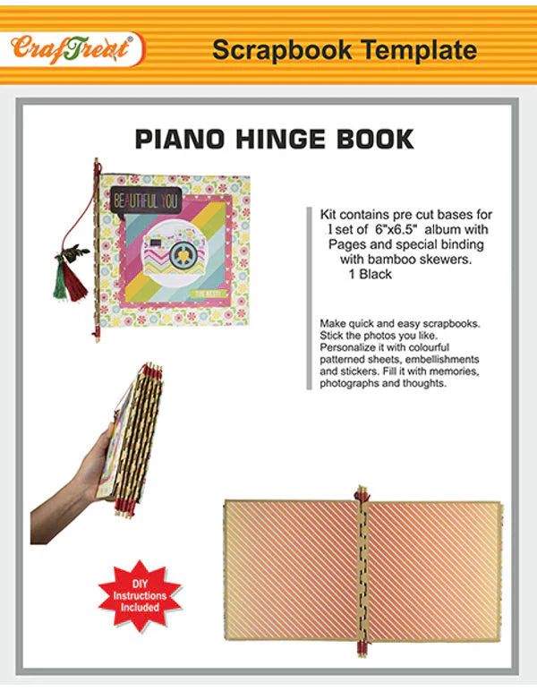 CrafTreat Piano Hinge Book Black Scrapbook Templates1 set Black