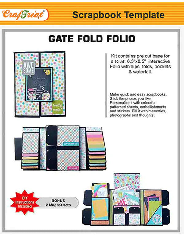 CrafTreat Gate Fold Folio Kraft Scrapbook Templates1 Set Kraft