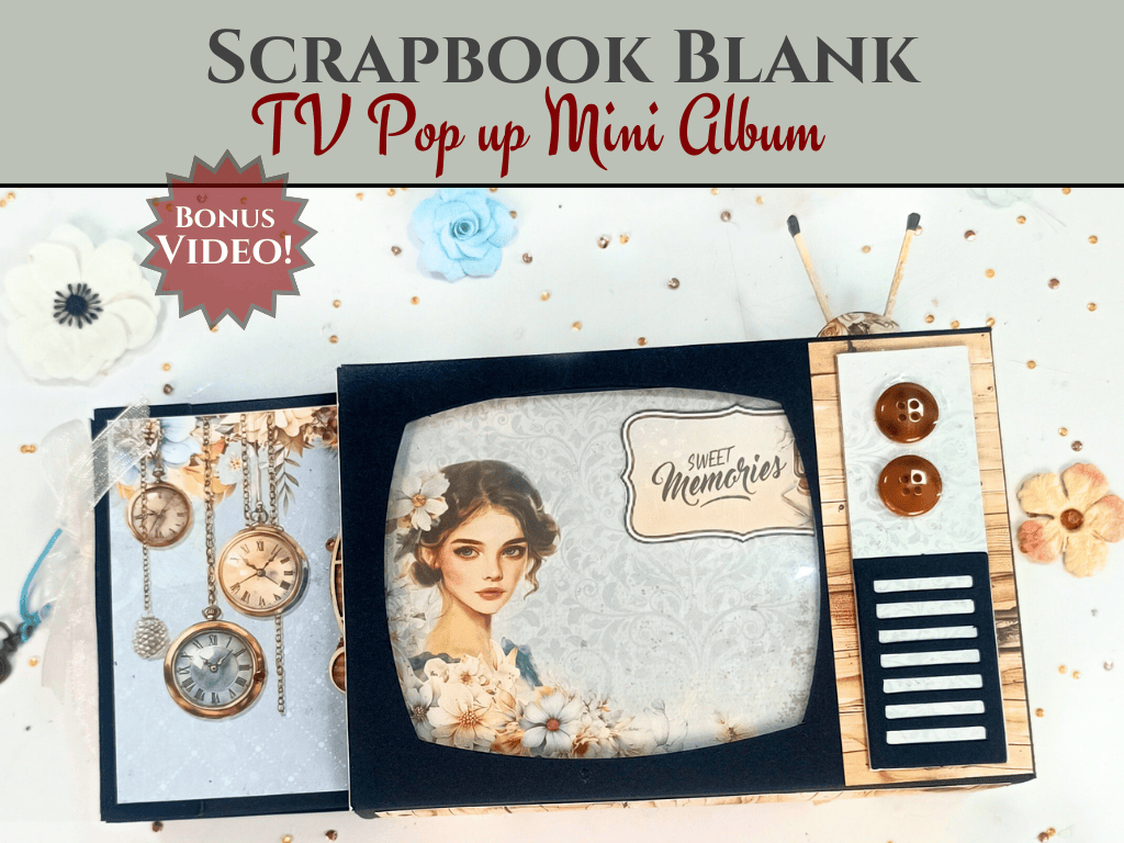 CrafTreat Scrapbook Blank Precut Album Base - TV Pop up Mini Album - Kraft