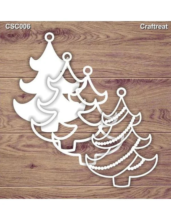 CrafTreat Christmas Tree 3D Shaker Chipboard L4.5cm W3.5cm 3D Shaker
