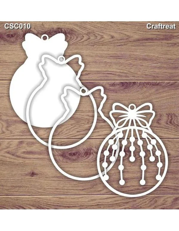 CrafTreat Round Bauble 3D Shaker Chipboard L4.4cm W3.3cm 3D Shaker