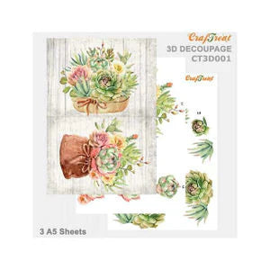 CrafTreat Cactus 3D Decoupage Sheet A5