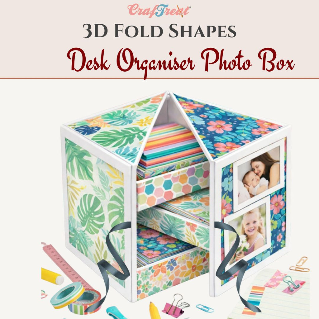 CrafTreat 3D Fold Shapes - Desk Organiser Photo Box - 2 sets