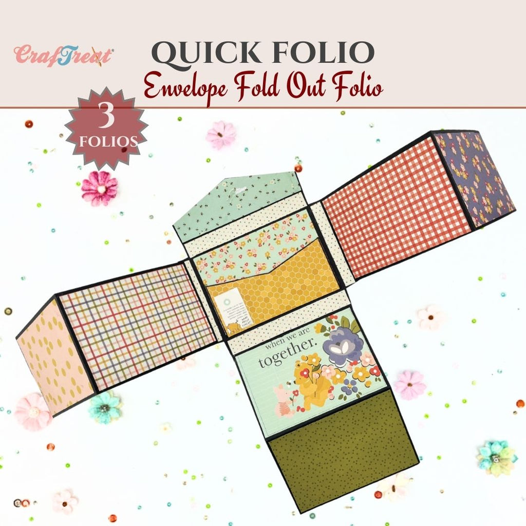 CrafTreat Scrapbook Blank Quick Folio - Envelope Fold up Folio - Black, White, Kraft