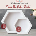 CrafTreat 3D Fold Shapes - Frames White - Hexagon Combo 6pcs