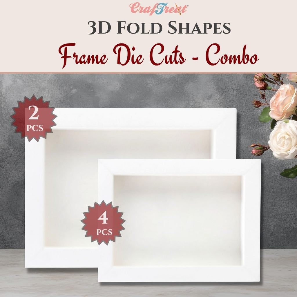 CrafTreat 3D Fold Shapes - Frames White - Rectangle Combo 6pcs