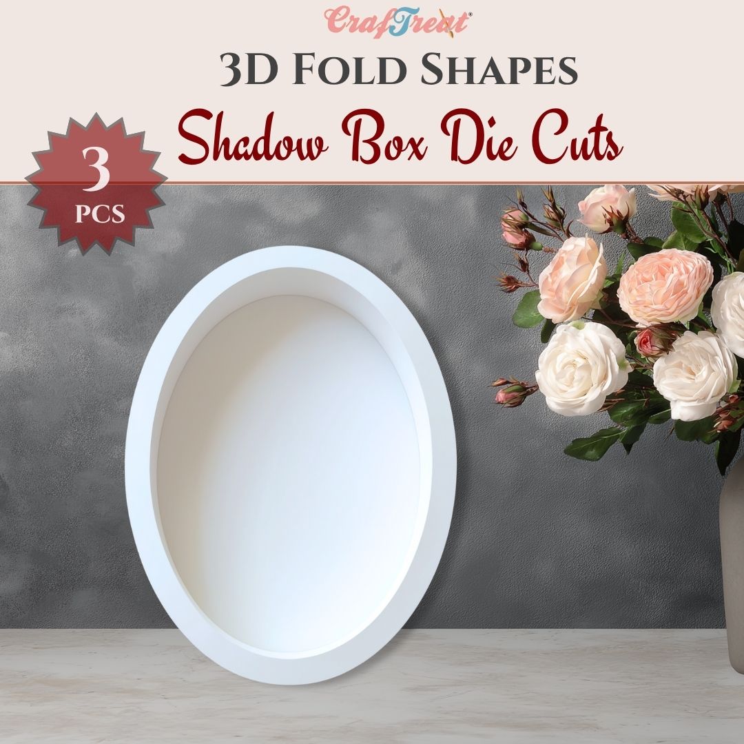 CrafTreat 3D Fold Shapes - Shadow Box White - Oval 3pcs