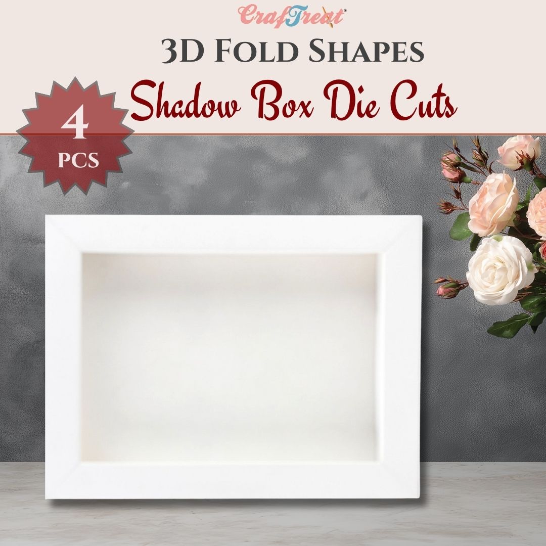 CrafTreat 3D Fold Shapes - Shadow Box White - Rectangle 4pcs