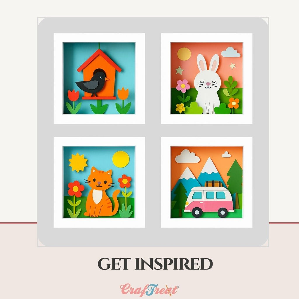 CrafTreat 3D Fold Shapes - Paper Frames White - Assorted Shapes 6pcs