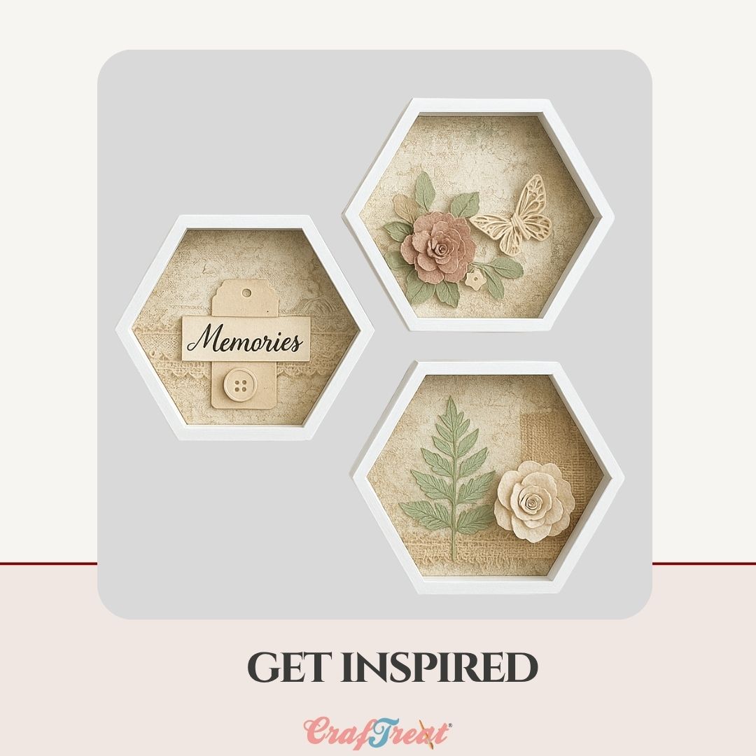 CrafTreat 3D Fold Shapes - Paper Frames White - Hexagon 6pcs