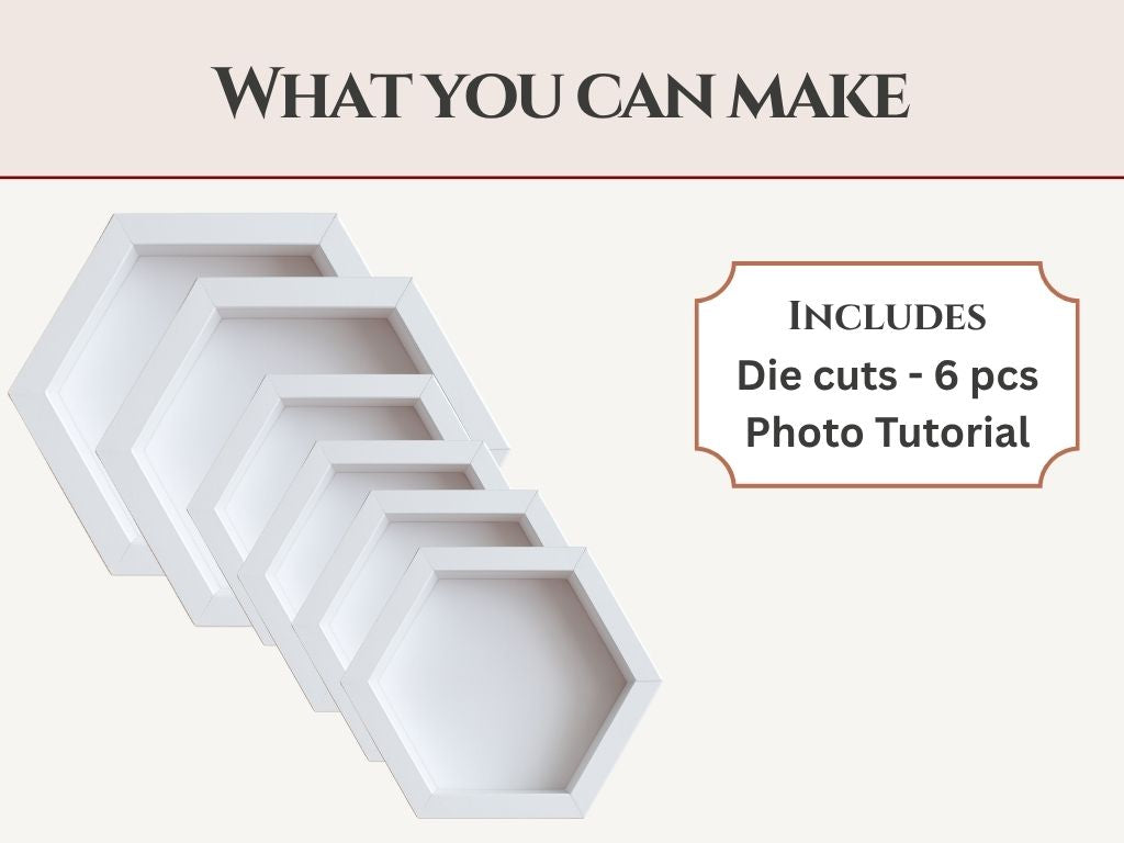 CrafTreat 3D Fold Shapes - Frames White - Hexagon Combo 6pcs