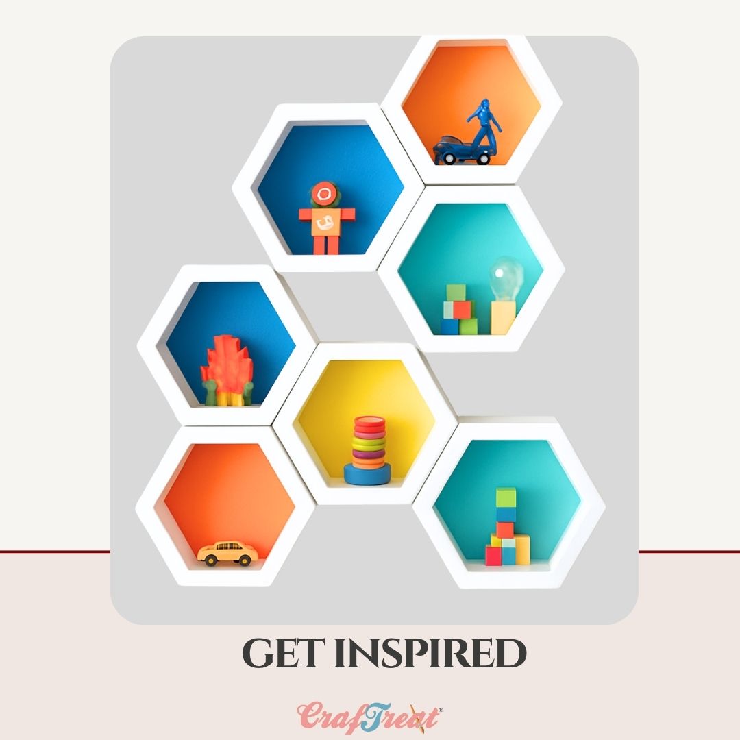 CrafTreat 3D Fold Shapes - Frames White - Hexagon Combo 6pcs