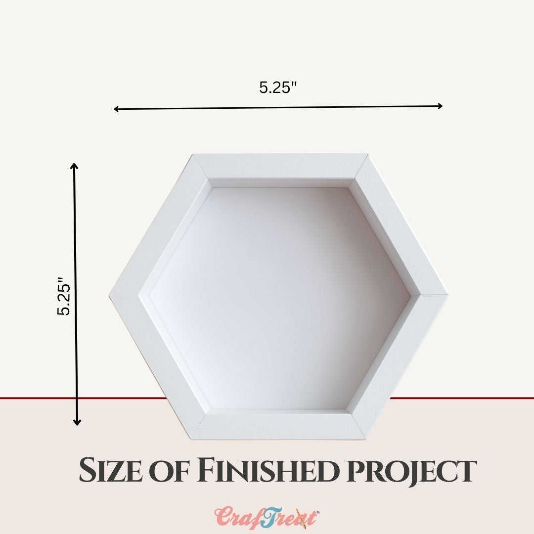 CrafTreat 3D Fold Shapes - Frames White - Hexagon Combo 6pcs
