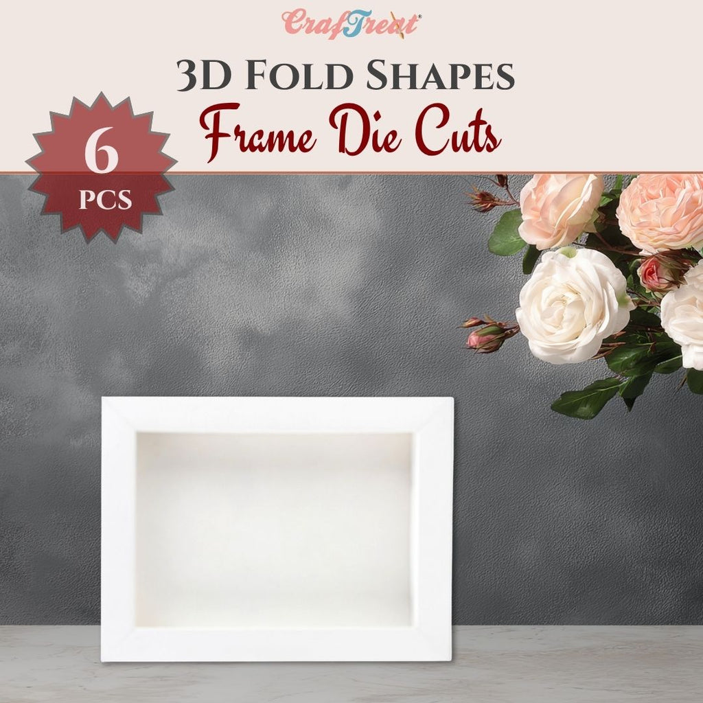 CrafTreat 3D Fold Shapes - Paper Frames White - Rectangle 6pcs