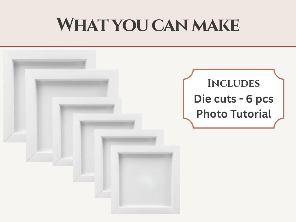 CrafTreat 3D Fold Shapes - Frames White - Square Combo 6pcs
