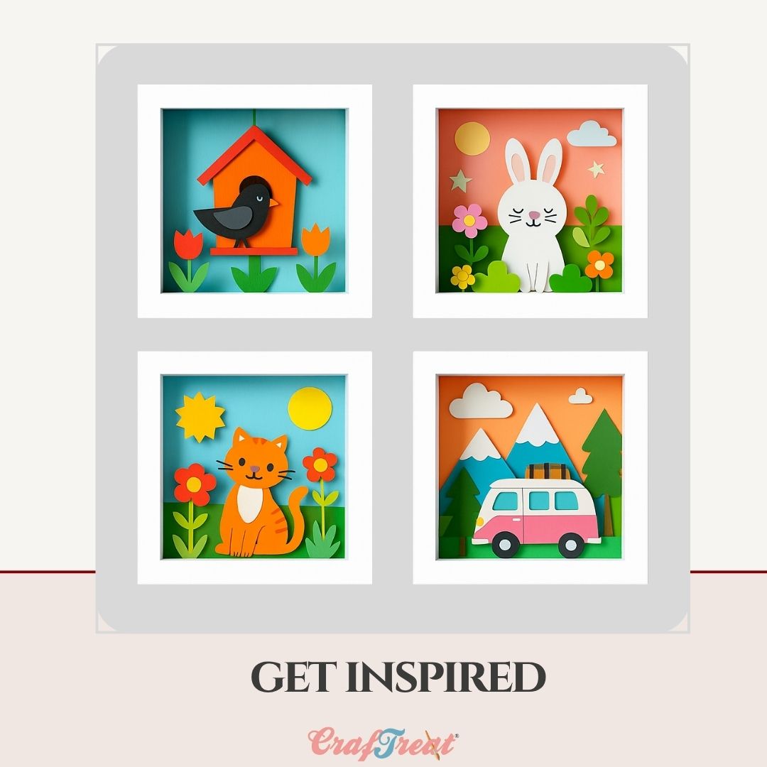 CrafTreat 3D Fold Shapes - Frames White - Square Combo 6pcs