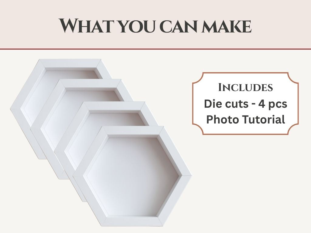 CrafTreat 3D Fold Shapes - Shadow Box White - Hexagon 4pcs