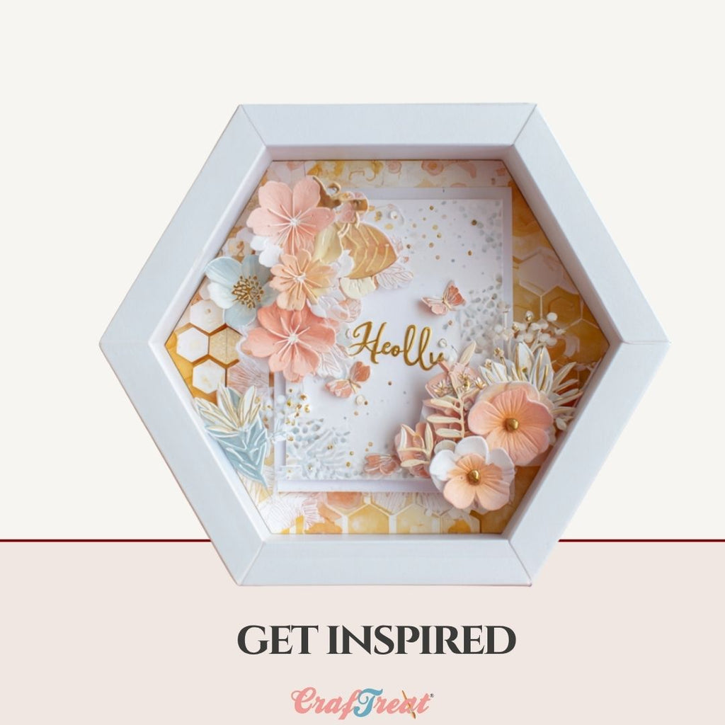 CrafTreat 3D Fold Shapes - Shadow Box White - Hexagon 4pcs