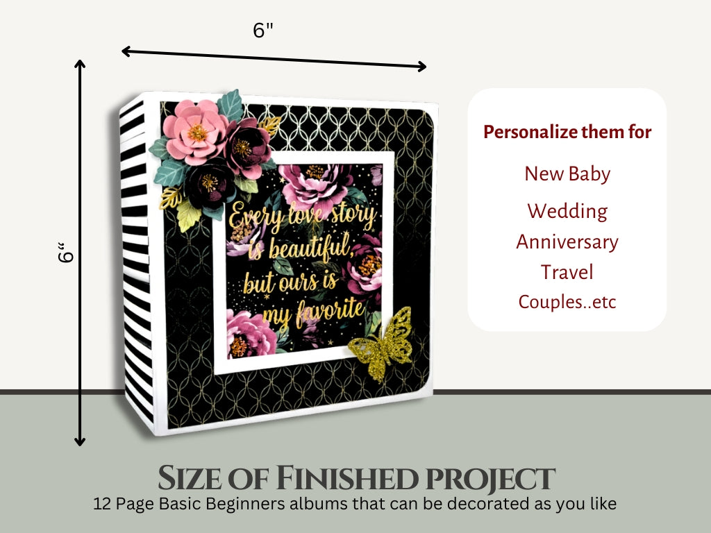 CrafTreat Scrapbook Blank Precut Album Base - Basic 6x6 - White and Ivory