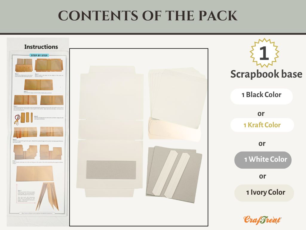 CrafTreat Scrapbook Blank Precut Ablum Base - Basic 8x8 - Ivory White