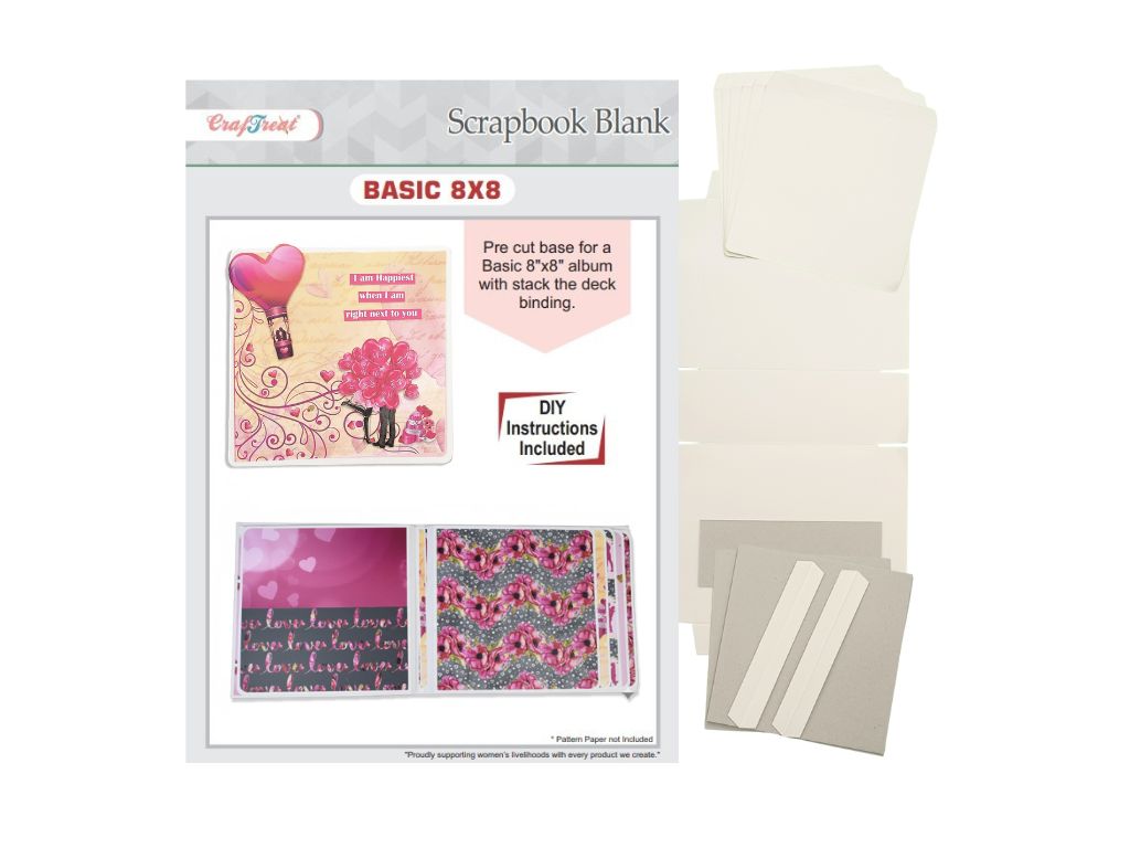 CrafTreat Scrapbook Blank Precut Ablum Base - Basic 8x8 - Ivory White
