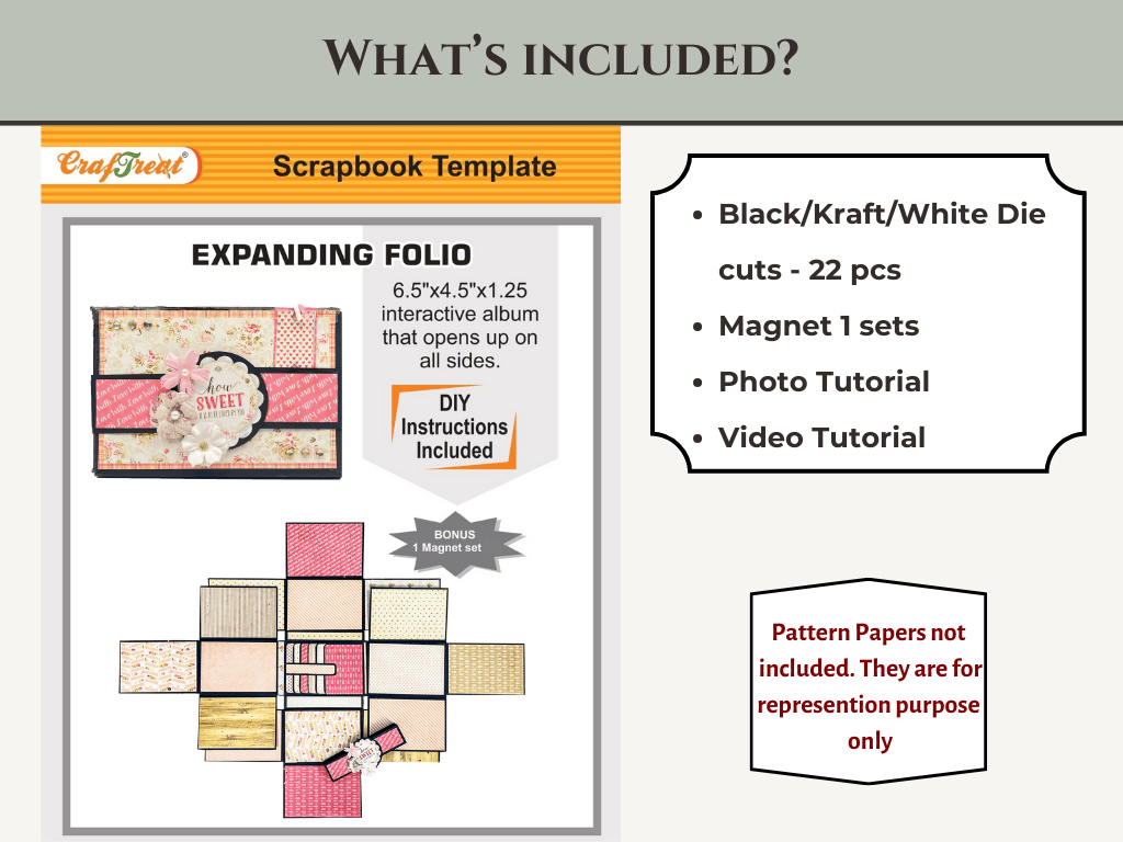 CrafTreat Scrapbook Blank Precut Album Base - Expanding Folio - White
