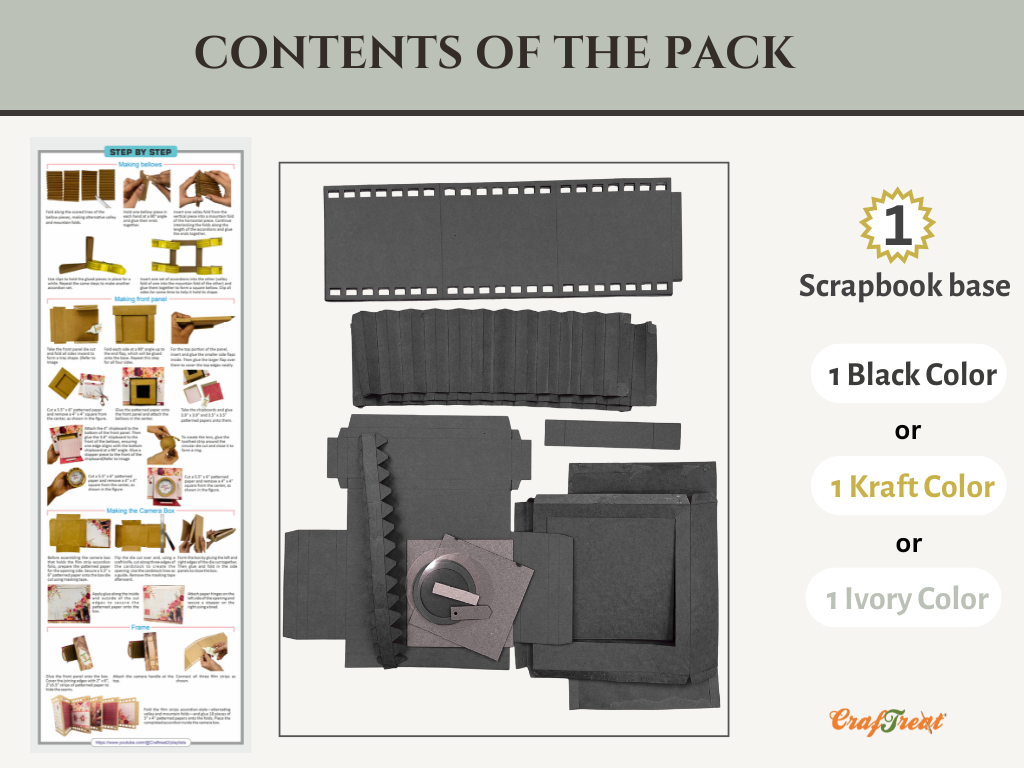 CrafTreat Scrapbook Blank Precut Album Base - Vintage Camera - Black