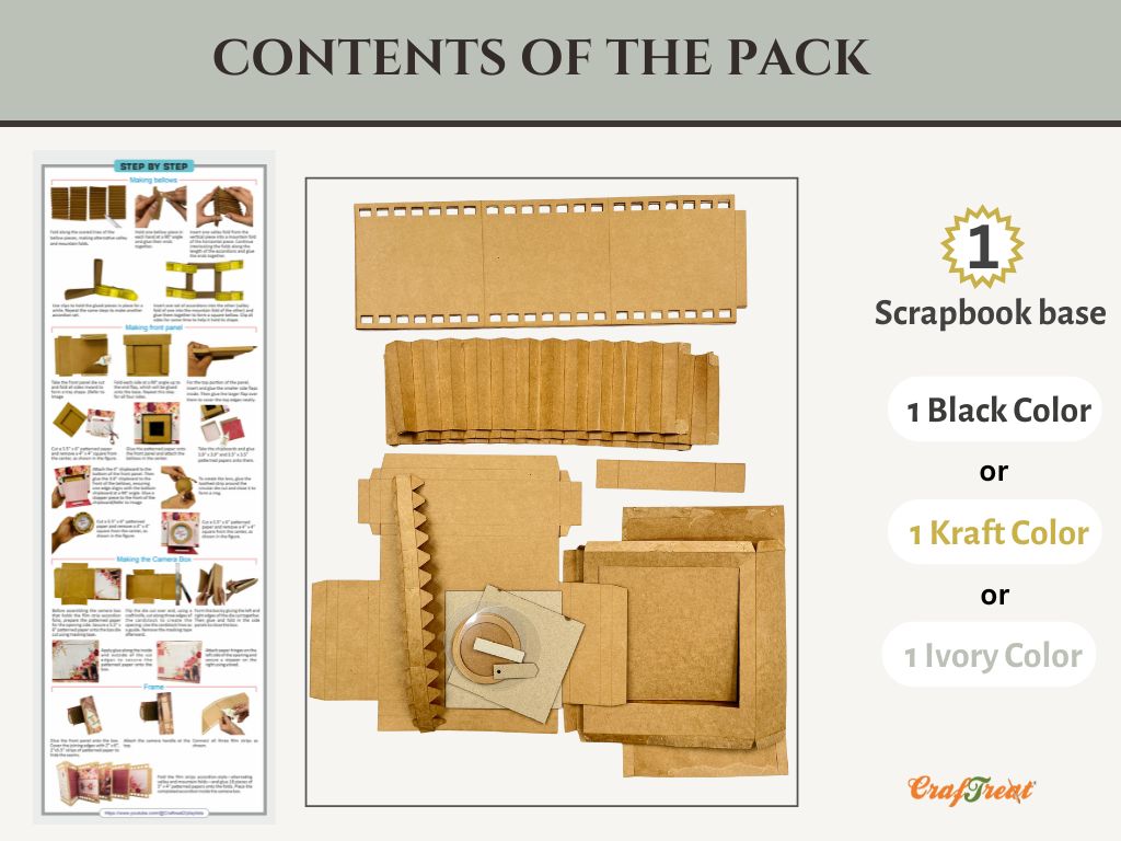 CrafTreat Scrapbook Blank Precut Album Base - Vintage Camera - Kraft