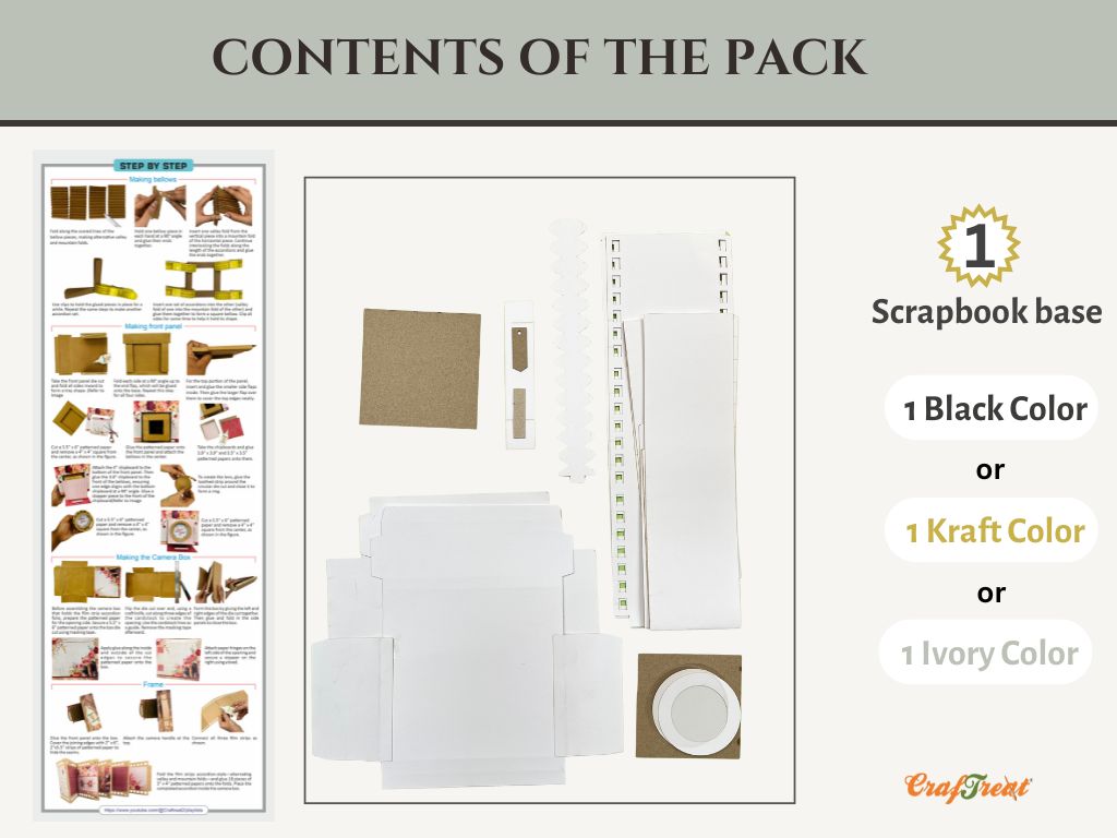 CrafTreat Scrapbook Blank Precut Album Base - Vintage Camera - Ivory