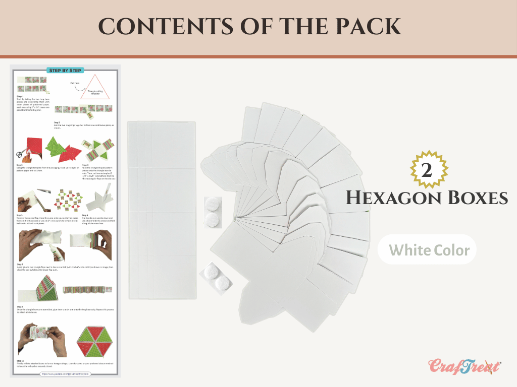 CrafTreat Scrapbook Hexagon Roll up - White 2pcs