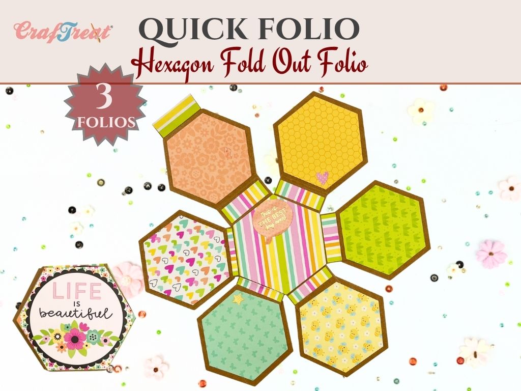 Craftreat Scrapbook Blank Quick Folio - Hexagon Fold out