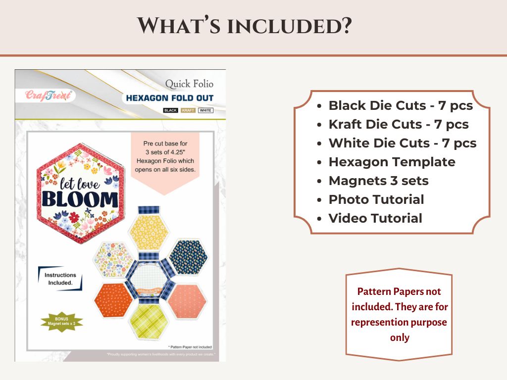 Craftreat Scrapbook Blank Quick Folio - Hexagon Fold out