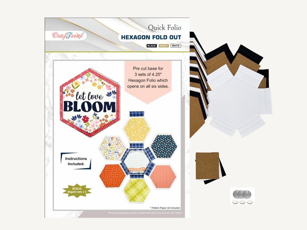Craftreat Scrapbook Blank Quick Folio - Hexagon Fold out