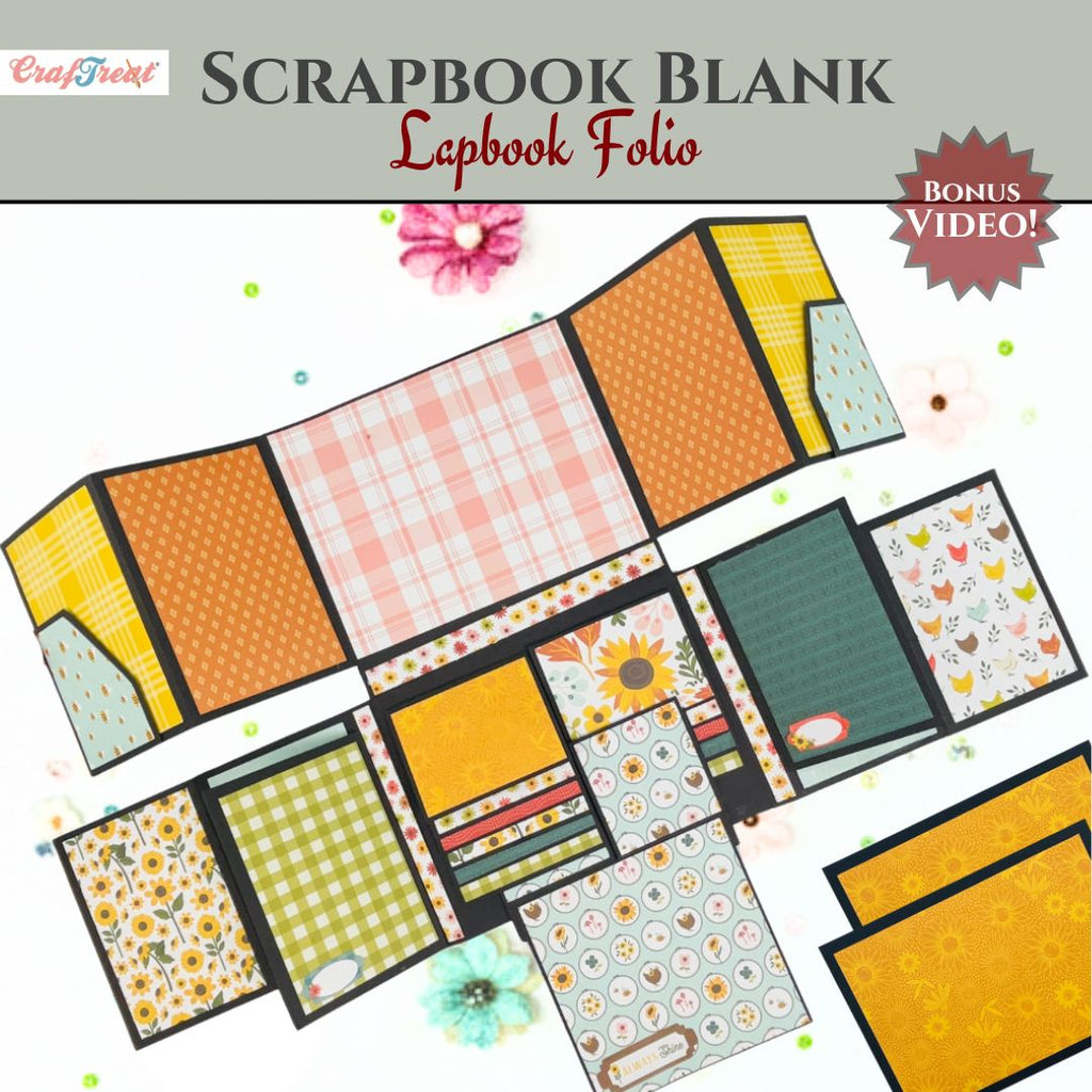 CrafTreat Scrapbook Blank Precut Album Base - LapBook Folio - Black