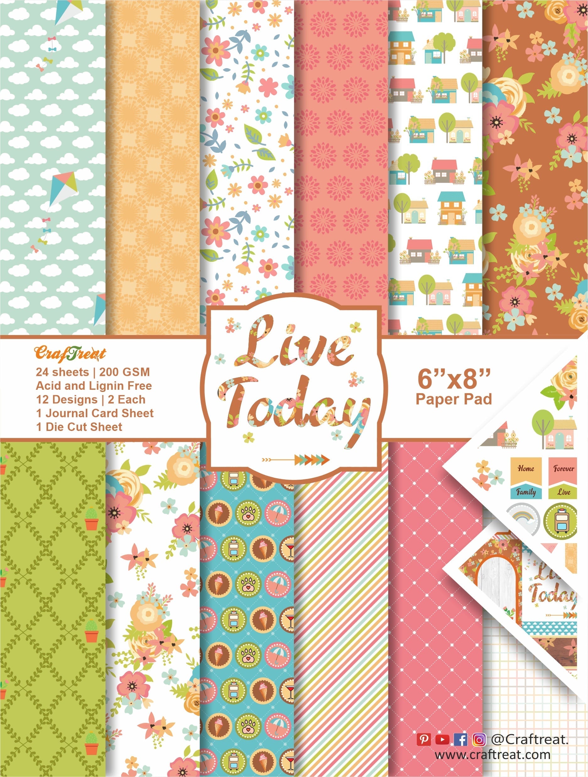 CrafTreat Paper Pad - Live Today 6"x 8"
