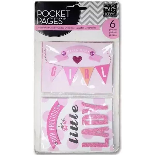 Me & My Big Ideas Pocket Pages Themed Embellished Cards - Hello Baby Girl