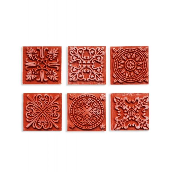 Wood Mounted Rubber Stamp - Flower Tiles