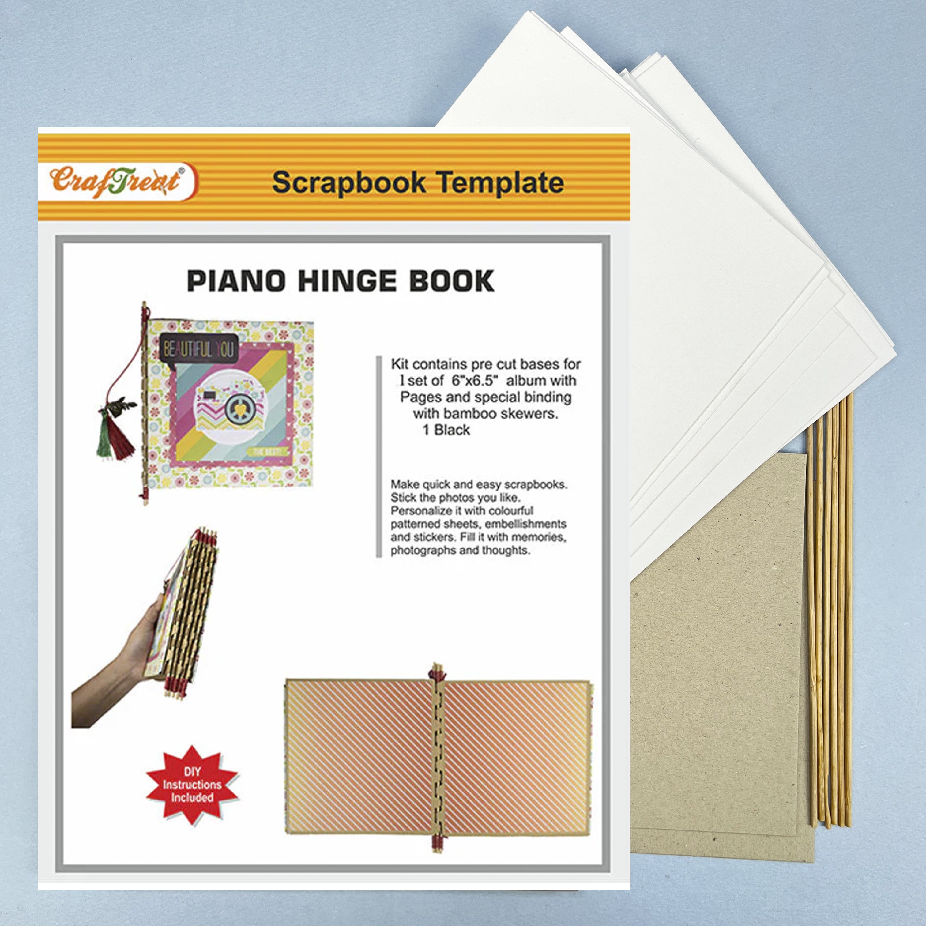 CrafTreat Piano Hinge Book DIY Scrapbook Blanks - White