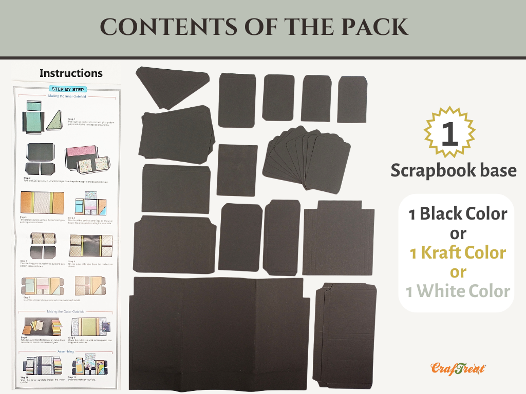 CrafTreat Scrapbook Blank Precut Album Base - GateFold Folio - White