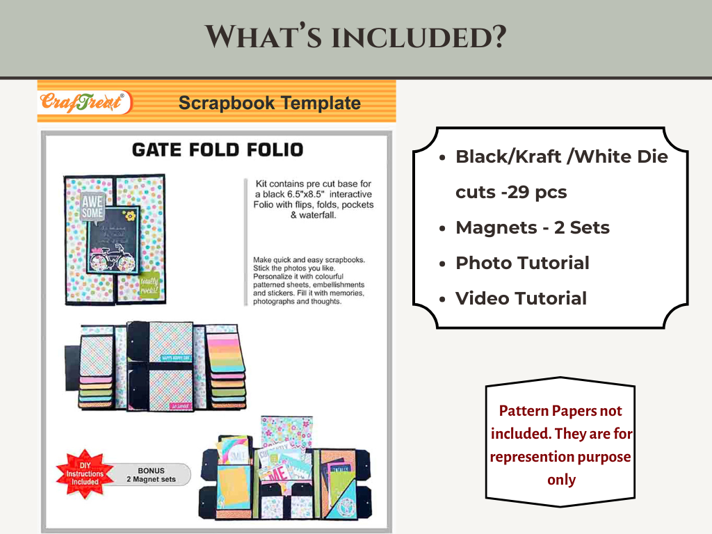 CrafTreat Scrapbook Blank Precut Album Base - GateFold Folio - Ivory