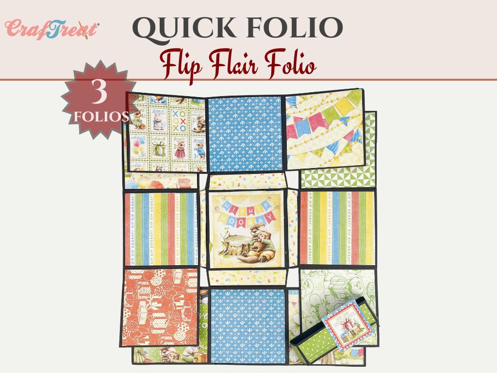 Craftreat Scrapbook Blank Quick Folio - Flip Flair Folio - Black, Kraft and White