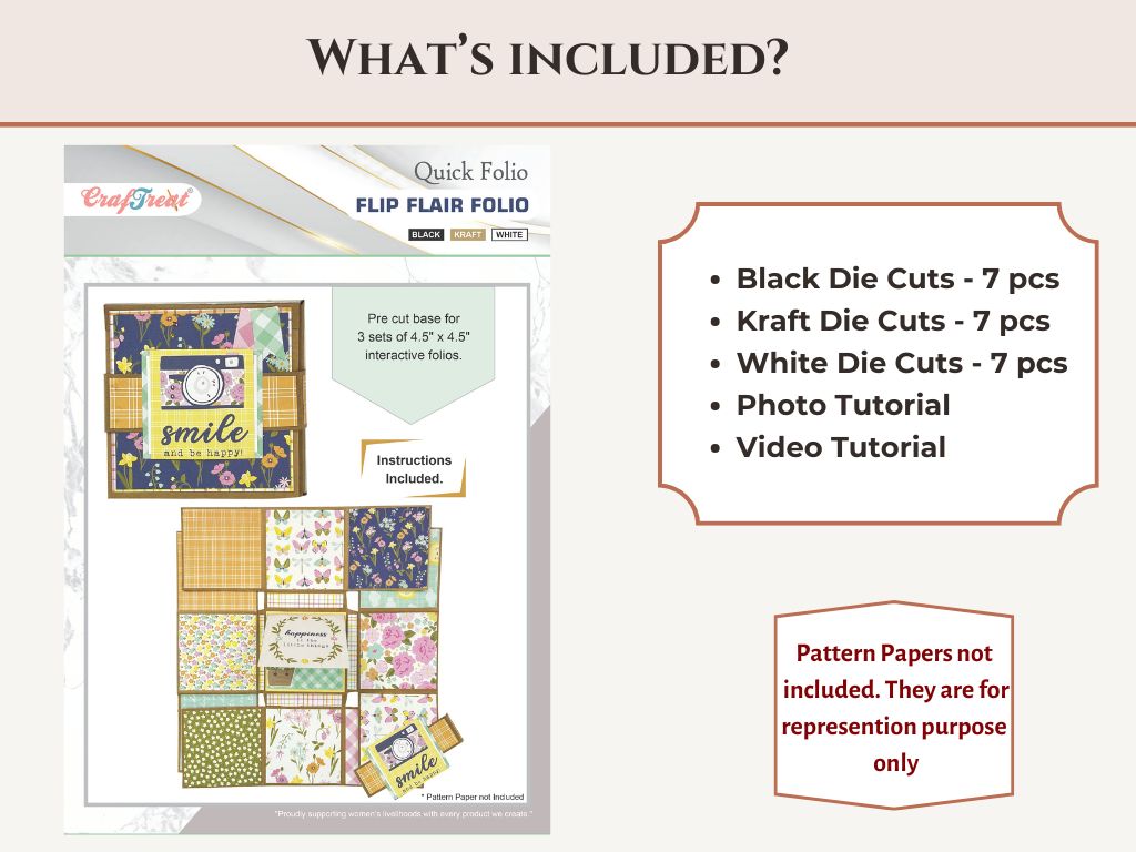 Craftreat Scrapbook Blank Quick Folio - Flip Flair Folio - Black, Kraft and White