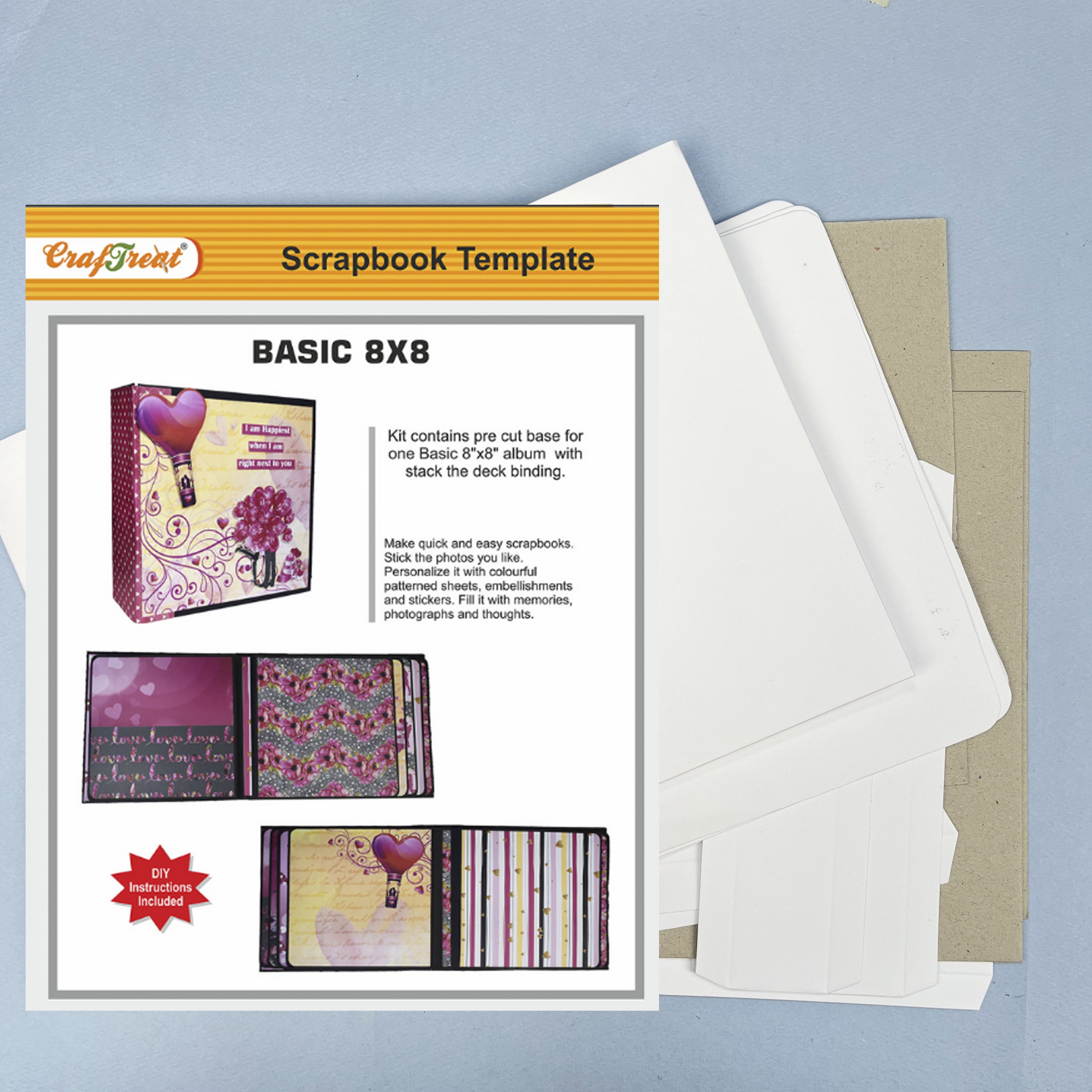 CrafTreat Scrapbook Blanks - Basic 8x8 - White